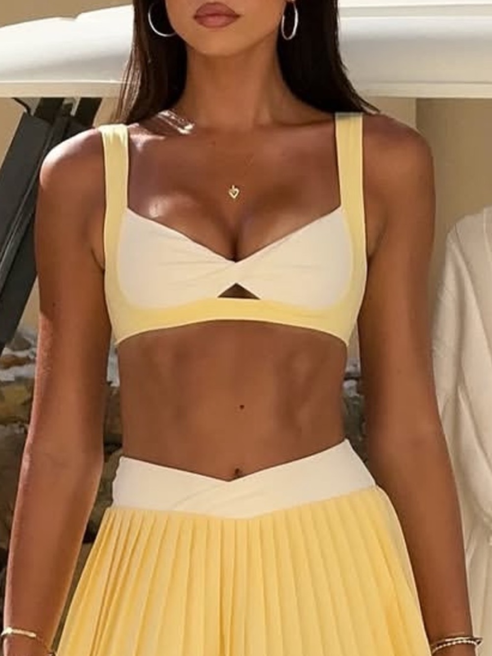 Oh Polly Yellow and White Bralette Top